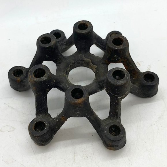 Brutalist Industrial Cast Iron Tiny Taper Candelabra Candle Holder